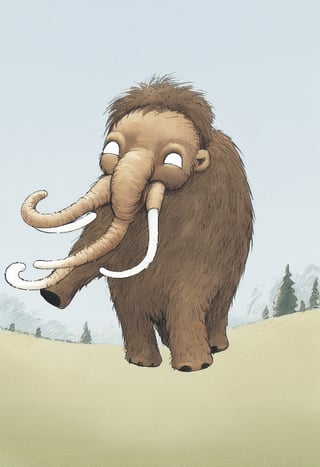 Illustration of a happy mammoth by David Macaulay 