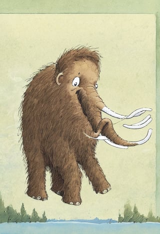 Illustration of a happy mammoth by David Macaulay 