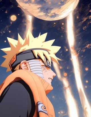  Anime artwork. Naruto looking up at the stars. art by J.C. Leyendecker, anime style, key visual, vibrant, studio anime, highly detailed