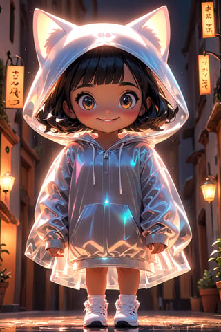 best quality, masterpiece, beautiful and aesthetic, vibrant color, Exquisite details and textures,  Warm tone, ultra realistic illustration,	(cute Latino girl, 5year old:1.5),	(playing theme:1.4), playing with a cat,	cute eyes, big eyes,	(a beautiful smile:1.3),	cinematic lighting, ambient lighting, sidelighting, cinematic shot,	siena natural ratio, children's body, anime style, 	head to toe,	black Short bob cut with blunt bangs,	wearing a hoodie, white pants,	ultra hd, realistic, vivid colors, highly detailed, UHD drawing, perfect composition, beautiful detailed intricate insanely detailed octane render trending on artstation, 8k artistic photography, photorealistic concept art, soft natural volumetric cinematic perfect light. 