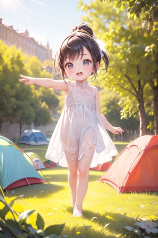 best quality, masterpiece, beautiful and aesthetic, vibrant color, Exquisite details and textures,  Warm tone, ultra realistic illustration,	(cute European baby Boy, 4year old:1.5),	(Camping theme:1.4), camping with my dog,	cute eyes, big eyes,	(an angry look:1.1),	16K, (HDR:1.4), high contrast, bokeh:1.2, lens flare,	siena natural ratio, children's body, anime style, 	random angles, random poses, 	Light Brown ponytail hairstyle,	black dress with tiny gold lines,	ultra hd, realistic, vivid colors, highly detailed, UHD drawing, perfect composition, beautiful detailed intricate insanely detailed octane render trending on artstation, 8k artistic photography, photorealistic concept art, soft natural volumetric cinematic perfect light. 