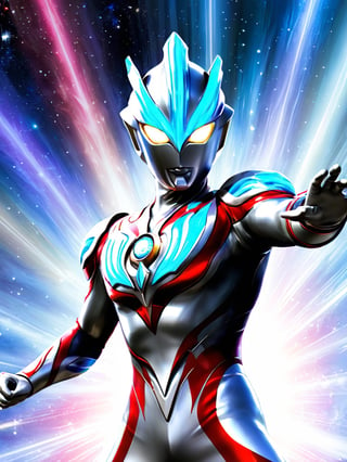 Ultraman,Cosmic Guardian,Light Bringer,Silver Stature,Bright Eyes,Superpowers,Light Beam Attack,Transforming Warrior,Evil Forces,Combative Challenges,Righteous Conviction,Unyielding Spirit.