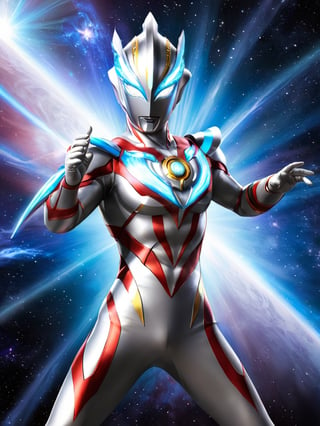 Ultraman, Cosmic Guardian, Light Bringer, Silver Stature, Bright Eyes, Superpowers, Light Beam Attack, Transforming Warrior, Evil Forces, Combative Challenges, Righteous Conviction, Unyielding Spirit.
