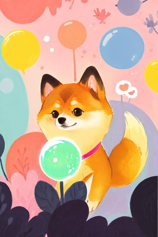 Fashion design, poster design, trend, graphic, pop style, Shiba Inu, chick, bubble text