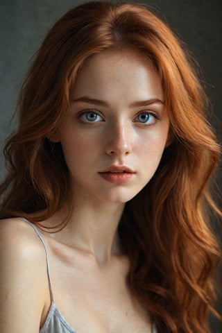 (Soft Lighting Photography), award-winning photo, full body shot, woman, detailed face,(prettyeyes:1.2), beautiful and aesthetic,slim waist, looking at viewer, looking gorgeous, 22 years old slender stunning woman, gorgeous redhead woman, subsurface scattering, long hair, dynamic poses, extreme detail, volumetric light, (Amazing quality), (masterpiece) 
