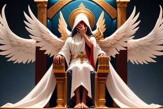 the Lord sitting upon a throne, high and lifted up, and his train (robe) filled the temple. Above the throne stood the Seraphim (angelic beings), and each one had 6 wings. With two wings they covered their faces, with two they covered their feet, and with two they flew,
