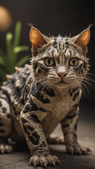 Photograph of a Reptile cat, a cat with the characteristics of reptiles

(DLSR photography, Best Quality, ultra high resolution (16k), realistic, Very detailed, intricated details, sharp, focus, cinematic lighting, highres, ultra-detailed, absurdres.)