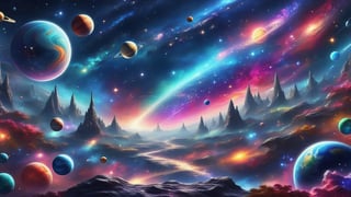 fantastic multicolored outer space with stars, constellations, galaxies, planets, more detail XL,photo r3al,Extremely Realistic,DonMChr0m4t3rr4XL 