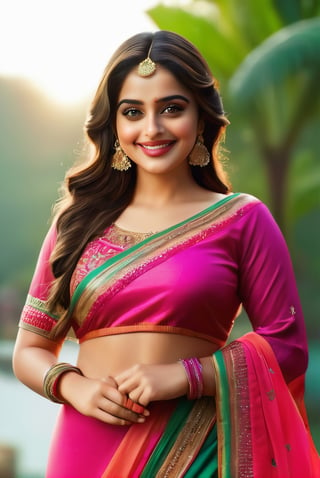 (best quality, 4k, 8k, highres, masterpiece:1.2), ultra-detailed, realistic, cute smile, beautiful detailed face, beautiful detailed hands, extremely detailed eyes, long eyelashes, curvy_figure,Sexy Pose,wearing_trouser_qameez_duppata,looking_at_viewer