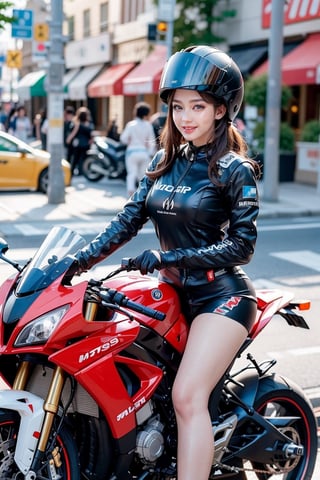 sweet smile,
average_breast, 
bright pupils, 
clear eyes, 
( ),
(Saturation: -0.2),
(Contrast: -0.5),
the most beautiful image I have ever seen, volume rendering, Realism, kpop idol, ,


racing safe suit,
racing safe helmet,
background(street,gp motorbike,)
(Slightly bend knees to strike a sexy pose. )
()
()
side view,
soft focus.
Soft and gentle ambiance
,1 girl,yhmotorbike