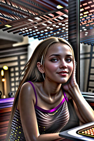 Hyper-Realistic photo of a beautiful girl sitting in a cafe,20yo,1girl,solo,detailed exquisite face,soft shiny skin,smile,looking at viewer,Jessica Alba lookalike,elegant dress,[deep purple and wine red color]
BREAK
backdrop:oceanview cafe,table,coffee mug,window,lamp, flower,(girl focus),cluttered maximalism
BREAK
settings: (rule of thirds1.3),perfect composition,studio photo,trending on artstation,depth of perspective,(Masterpiece,Best quality,32k,UHD:1.4),(sharp focus,high contrast,HDR,hyper-detailed,intricate details,ultra-realistic,kodachrome 800:1.3),(cinematic lighting:1.3),(by Karol Bak$,Alessandro Pautasso$,Gustav Klimt$ and Hayao Miyazaki$:1.3),art_booster,photo_b00ster, real_booster