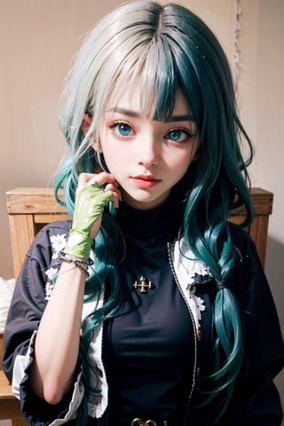 1girl, AgoonGirl, High detailed, , (xx)1girl, masterpiece, best quality, 8K, highres, absurdres:1.2, masterpiece, best quality, ultra-detailed, illustration,1 girl,SharpEyess, 1girl,portrait,from above,green hair,red eyes,heterochromia
,AgoonGirl,,(xx),ZGirl,hanfulolita,Half Color,