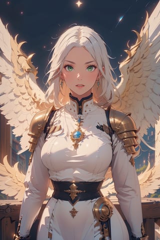 ppcp, (masterpiece, best quality, artwork), (extremely detailed 8K picture, absurdes, 8k resolution), (symmetry: 1.3), (female angel \Kayle\). six ultra detailed huge wings, fly in the air, casual clothes,fantasy background, armor,highres,,1 girl,StarfireDC,Animecartoon mix