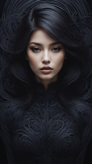 abstract portrait of beatiful girl in taro cards style. Intricate detail, merge mystery of taro and elegant style of the best dark style artists. Dark palette, artwork, crisp lines, rough aesthetics, masterpiece, abstract, surrealism