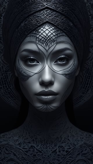 abstract portrait of beatiful girl in taro cards style. Intricate detail, merge mystery of taro and elegant style of the best dark style artists. Dark palette, artwork, crisp lines, rough aesthetics, masterpiece, abstract, surrealism