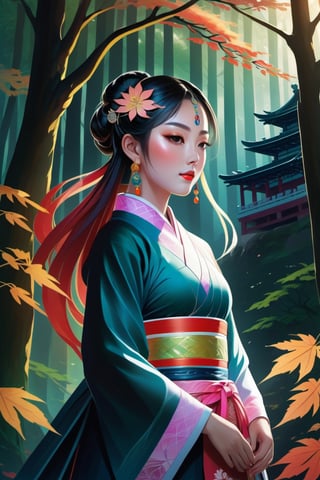 hanbok, best quality, masterpiece, illustration, (realistic, photo-realistic:1.37), amazing, finely detail, incredibly absurdres, huge filesize, ultra-detailed, highres, extremely detailed CG unity 8k wallpaper, ray tracing, (nsfw), (nude), 1girl, orgasm, large breasts, Portrait view of a young cute Korean girl's upper body wearing an extremely sheer and transparent white hanbok outdoors in autumn for Mid-Autumn festival, with a smiling face, but still having heavy breathing, blush, embarrassed expression. She has voluptuous breasts, golden hair ornaments, hair ribbons, earrings, golden hair sticks, tassels, bangs, sweat, on a gravel road, with autumn maple leaves floating in the wind, near a river with red maple trees, woodle bridge. The hanbok shows a lot of skin and underboob with underboob cutouts.
