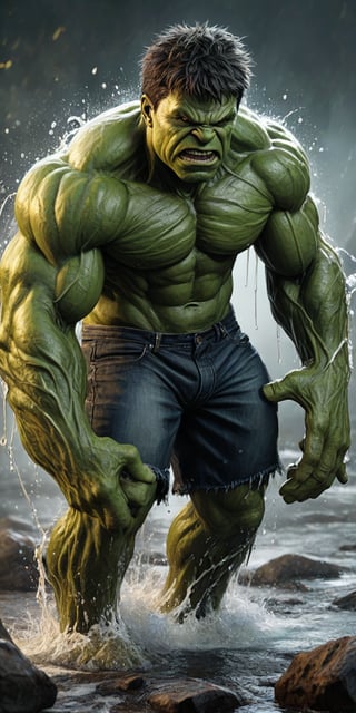 realistic sketch, Immortal Hulk, (((splashes of gamma chemistrycolors))), gamma chemistry colors,