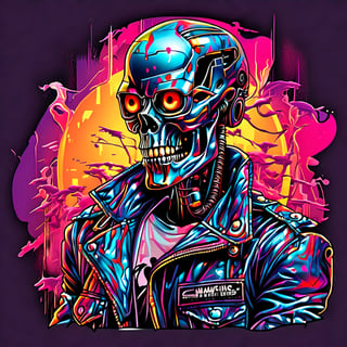 tshirt vector, terminator 
lighting, 90s
 graphic, synthwave, vivid 
colors, detailed,Disney pixar style,sticker, in the style of esao andrews