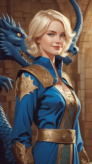 (Grzegorz Rosiński style:0.8) , (Janusz Christa style:1.2) , 

beautiful young woman with short blonde hair and blue eyes, smile, women with dragon cosplay costiume, colorfull scales, gold and blue, 
 
 realistic,  draw,Comic book Janusz Christa  style, Vector Drawing, ink lines, professional, 4k,  colors, vintage, ,Flat vector art,Vector illustration,flat design,Illustration,illustration,Comic Book-Style 2d,more detail XL

