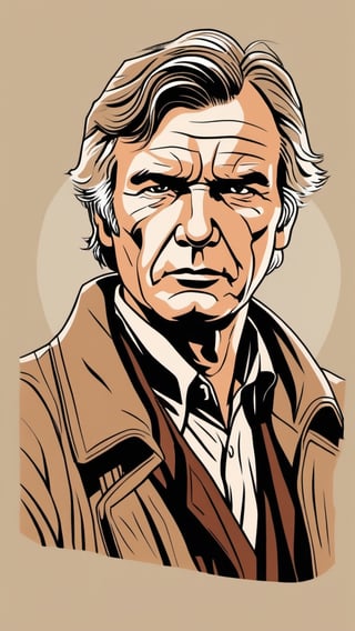 (Grzegorz Rosiński style:0.8) , (Janusz Christa style:1.2) , 
Old men look like Old Han solo from "Star Wars", 
 realistic,  draw,Comic book Janusz Christa  style, Vector Drawing, ink lines,
 , professional, 4k,  colors, vintage, ,Flat vector art,Vector illustration,flat design,Illustration,illustration