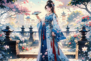 2 girls,Embrace,Smile, long hair, black hair, hair ornament, long sleeves, dress, holding, jewelry, standing, full body, flower, earrings, hair flower, wide sleeves, necklace, tree, petals, chinese clothes, letterboxed, cherry blossoms, tassel, hand fan, folding fan, holding fan, perfect detailed hands, realistic fingers, hanfu, ancient_beautiful,perfect,hand,More Detail,japanese art,(Extremely detailed CG unified 8k wallpaper), ,More Detail,yunjindef,horse penis,snow_crystal_background,Perfect Anything,Fairy in Clouds,better_hands,4girls,AF,Realistic,bzsohee,dudou, chinese camisole,guofeng,Chinese Clothes,sky lantern,firefliesfireflies