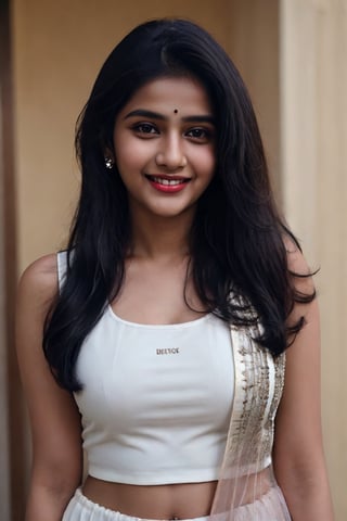 Indian women 20year old, blonde body, black dark face, hd wallpaper, 4k, realistic, black-hair, dark_eyes, white teeth, long nose,smiling face, long face, lehnga, taking selfie.