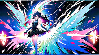  (1girl:1.3),175cm tall,slender legs,slim legs,long legs,wings,ice_flower,glittering,white_theme,plainwhite, full body, solem, fairy, colorful flowing hair, long hair,Elegant posture, dynamic posture,depicts the inhabitants of fairyland with delicate wings and magical The power, surrounded by light flowers, bioluminescent dress,best quality,masterpiece,highres,Highly detailed,realistic,