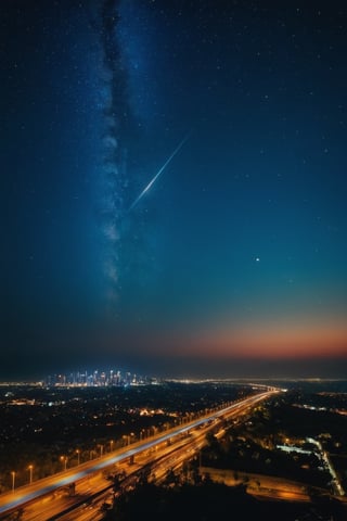 in the evening. stars and planets are visible,night cityanalog photography, professional shooting, hyperrealistic, masterpiece, trend,krrrsty