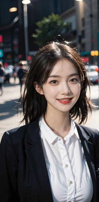  a girl,full body shot,full body shot! masterpiece, top quality, (highly detailed 8k wallpaper, masterpiece, highest quality, best shadows), dynamic movements, beautiful detailed lighting, Korean, long black hair, medium chest, brown eyes, dimples, (front shot), full body shot, bright smile, (kindness smiling)