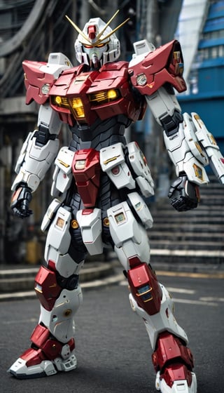 Best quality, original photos,
(Red, white and black Gundam and cute young white-haired Japanese male operator: 1.2),
The male officer standing at the front,
Behind it stands a red, blue and yellow heavy armored combat robot.
Huge, cybertoid, watch cam, full body, bold lines, very detailed,
(real: 1.4), (internal illumination: 1.4) (fractal: 0.1),
white, sharp focus, masterpiece, high quality,
Shallow depth of field detailed background,
The background is a blurry heavy industry science fiction scene,
convey depth and complexity