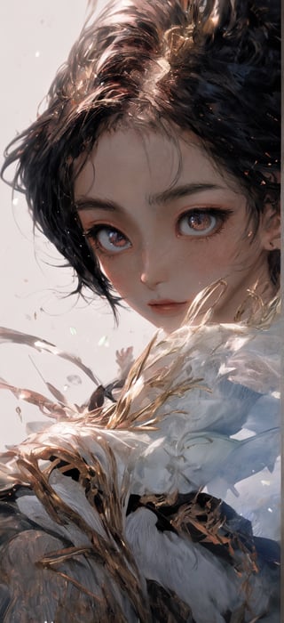 An anime-style illustration of a woman wearing traditional Chinese costume, exquisitely detailed with blink-and-you-miss-it intricacies, rendered in stunning 32K UHD resolution, showcasing beautiful anime-inspired characters in a color palette of beige and aquamarine, close-up focus capturing every delicate feature.

