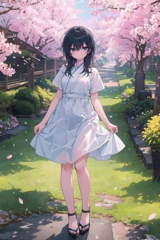 hd, HDR, UHD, 4k, 2k, 6k, 8k, ultra HD, high graphics, best graphics, highest quality, best quality, ultra quality, (((masterpiece))), (((best quality))), ((ultra-detailed)), (illustration), (detailed light), an extremely delicate and beautiful, beautiful detailed eyes, sunlight, cherry blossoms, Ishimi, ishimi yokoyama, full body