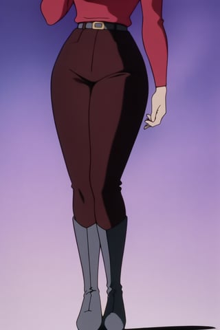 24 year old Milf Female, red long sleeves turtleneck shirt,tight brown trousers, grey boots, short neck curvy bang fluffy brown hair, brown eyes, curvy wide hips, Thicc Juicy Big Butt, 40 inches butt, character_sheet, looking-at-viewer, masterpiece, best quality, detailed face, HD detailed, high_resolution, Shinji_Nishikawa_Artstyle, Shoujo_Anime,90s Aesthetic,retro artstyle,lum