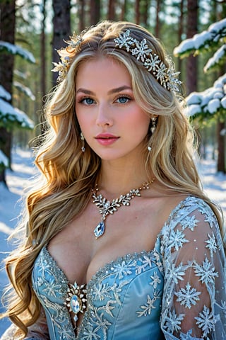 best quality, masterpiece,								
In the serene beauty of a snowy Norway forest, a girl with very long wavy blonde hair captures the essence of Rococo style with a contemporary twist. Adorned with lavish jewelry that mirrors the crystalline snowflakes around her, she wears the latest fashion trends that pay homage to Russia's rich heritage. The picturesque setting, a testament to Russia's natural splendor, serves as the perfect canvas for her striking appearance, blending timeless elegance with modern flair to create a breathtaking vision of beauty and grace.
ultra realistic illustration,siena natural ratio, by Ai Pic 3D,	16K, (HDR:1.4), high contrast, bokeh:1.2, lens flare,	Full length view,	Sketch of a beautiful girl, portrait by Charles Miano, pastel drawing, illustrative art, soft lighting, detailed, more Flowing rhythm, elegant, add soft blur with thin line, 