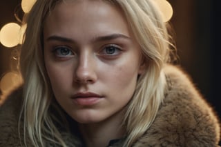 photograph close up full portrait of a russian blonde girl, serious, stoic cinematic 4k epic detailed 4k epic detailed photograph shot on kodak detailed bokeh cinematic hbo dark moody 