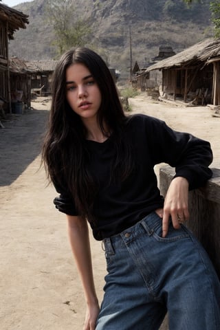 Justin Bieber as a beautiful cute young attractive indian teen girl,
   Village girl, 18 years old, beautiful, Instagram model,
   Village girl wearing long black_hair, colored hair, sexy look, designing new red jeans,