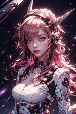 a girl, thunder yellow jacket, tight suit,Space helm of the 1960s,and the anime series G Force of the 1980s,Darf Punk wlop glossy skin, ultrarealistic sweet girl, space helm 60s, holographic, holographic texture, the style of wlop, space,