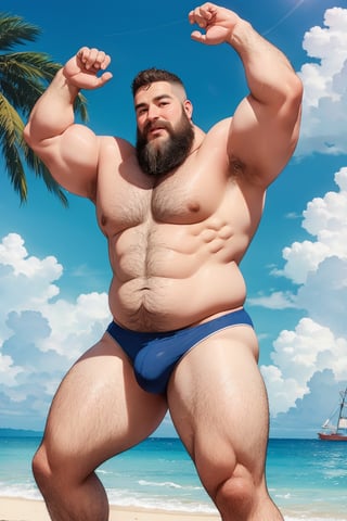  man chubby man(chubby muscle man) (chubby man)(masterpiece)in a fantasy beach ⛱️, sea ⛵, ocean 🌊🧔