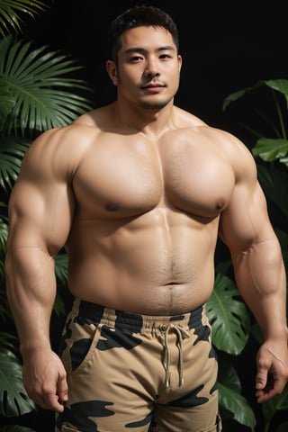 the fantasy jungle, Asia man chubby bold man, chubby muscle man, chubby mature man,