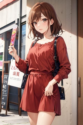 Kyoko Hori in casual red dress ,horiK