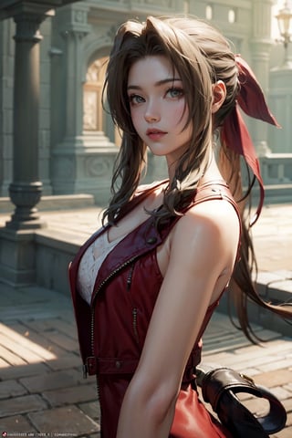 Midjourney,Digitalart Aerith in Final Fantasy 7 ,FF7Aerith,masterpiece