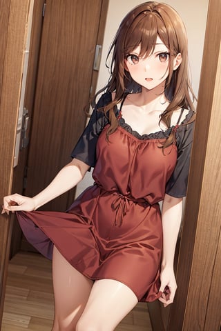 Kyoko Hori in casual red dress ,horiK