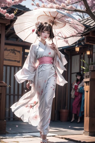 Real photos, a beauty with three-dimensional and exquisite facial features, kimono, paper umbrella, painted glass light, and the beauty of light and shadow, romantic cherry blossoms are about to bloom, let us open our hearts to welcome love. Real skin, movie tones, long shots, side full body shots, dynamic movements, 16K high image quality, ultra-high details and complexity.
#Bing