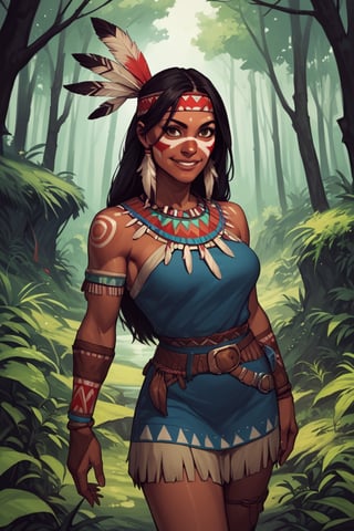 Score_9, Score_8_up, Score_7_up, Score_6_up, Score_5_up, Score_4_up,masterpiece,source_cartoon,
1girl,petite,native american girl,
face_paint,headband,feather,
thin,slim,smile,
forest,plants,
Breechclout,Buckskin shirt,Belt,Dress,