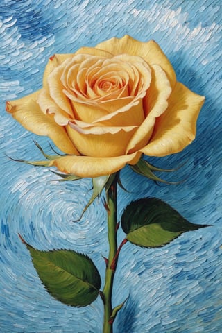 amazing quality, masterpiece, best quality, hyper detailed, ultra detailed, ((A single rose in van Gogh style,)) extremely detailed, Oil painting style,v0ng44g
