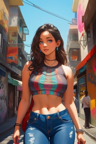 A hyper-realistic Instagram influencer girl, adorned in a crop top and tightly-fitted jeans, gazes introsively over her shoulder, revealing a vivid, life-like butterfly tattoo inked on her lower hip. Encompassed by an abstract and conceptual ambiance, she transcends the mundane, stepping into an Art Nouveau realm of luminous, flowing lines and organic motifs. Simultaneously, she enters a psychedelic interplay of bold colors and rhythmic patterns, evoking the swirling, kaleidoscopic essence of a dreamscape. Subtle realism and intricate detail merge seamlessly, painting a compelling portrait of the girl and her vivid tattoo. Meanwhile, the Pop Art aesthetic infuses these elements with a quintessential modern sensibility, infusing the entire composition with a vibrant, engaging energy. Graffiti and Street Art sensibilities add an urban edge and raw texture to the image, while the futuristic and Sci-Fi styles infuse a sense of innovation and otherworldliness, blurring the line between reality and fantasy.