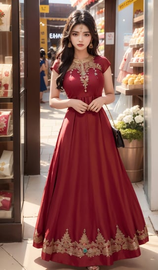 1girl  indian age 20 ,Indian outfit,Indian , doing shoping,Indian Designer Dress