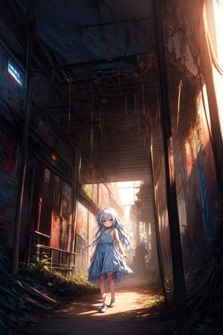 (masterpiece, best quality, extremely detailed, absurdres)), masterpiece, best quality, extremely detailed, (((light blue long hair))), long hair cute anime faces, detailed light, parted lips, shiny, beautiful detailed face, long hair, pale long hair, smile, looking at viewer, jewelry, lips, beautiful, expressive face, 1girl, solo, flat chest, blush, bangs, super fine illustration, 8k wallpaper, (photo background: 1.3), beautiful, (vivid: 1.4), colorful lighting, breathtaking beauty, breathtaking art, (anime style: 1.3),raw photo,masterpiece, award winning, (abandoned amusement park:1.3), overgrown, misty morning, rusty roller coaster, faded colors, eerie silence,BREAKurban exploration, decay,full body, nature reclaiming, plant growth,evening, sunset,An abandoned amusement park at dusk, with rusting roller coasters and silent merry-go-rounds, overtaken by nature and crawling with ais-spiderz, creating a hauntingly beautiful yet eerie scene 、smile, happy、In an anime style, 1girl, short black hair, blue eyes, wearing plain white tank top, denim shorts, garter belts, city, absurdres, high res, ultrasharp, 8K, masterpiece, looking at viewer