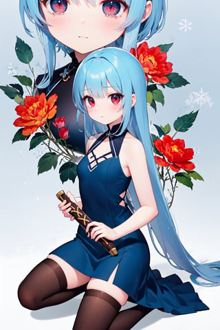 Masterpiece, best quality, extremely detailed, (illustration, official art: 1.1), (((((1 girl))))), ((light blue long hair))), light blue hair, 10 years old,  ((blush)), cute face, big eyes, masterpiece, best quality, ((a very delicate and beautiful girl)))), amazing, beautiful detailed eyes, blunt bangs (((little delicate girl)))), tareme (true beautiful: 1.2),,

Blood Moon,Long sword in hand,The expression is cold,surrealism, anaglyph, stereograms, Atmospheric perspective, Action painting, in a panoramic view, 8K, Super detail, Best quality, hyper HD, Textured skin, high qulity、

A teenage girl, red eyes,Original Character、fantasy concept art、Best shadow、shallowdepthoffield、the emperor,Portrait of a noble knight、Dignified、Sad expression,streaming tears,、,Stand up,Kneel on one knee,overcast day,Snow,（HighestQuali,astonishing detail：1.25）,（独奏：1.3）,Brilliant and colorful paintings、、Front view、、Rose garden,Rose thorn shrub,（HighestQuali,astonishing detail：1.25）,（独奏：1.3）,Brilliant and colorful paintings、(((+++Black mist clinging to the body))))],Most Beautiful Form of Chaos、,、miniskirt blue dress、beautiful dress