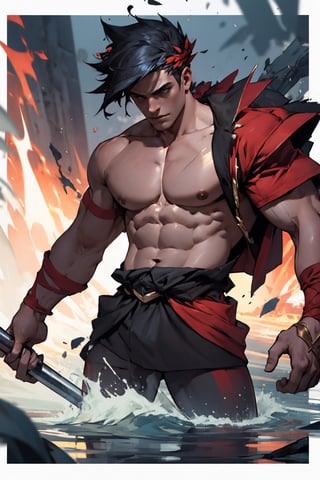 Zagreus as a powerful muscular berserker